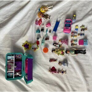 Vintage Polly Pocket Playset Bundle With Dolls Accessories Vehicles & Miniature